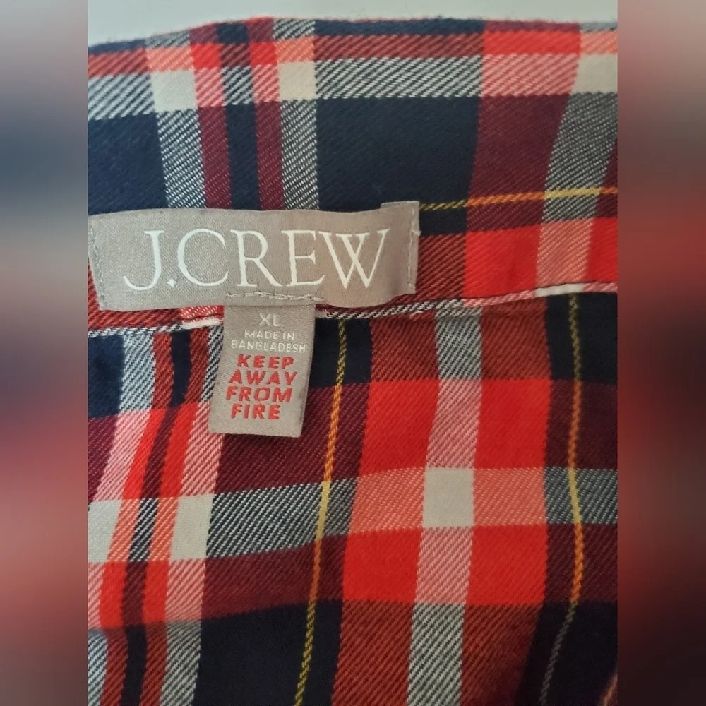 J.Crew Size XL Plaid Red and Blue Pajama Set